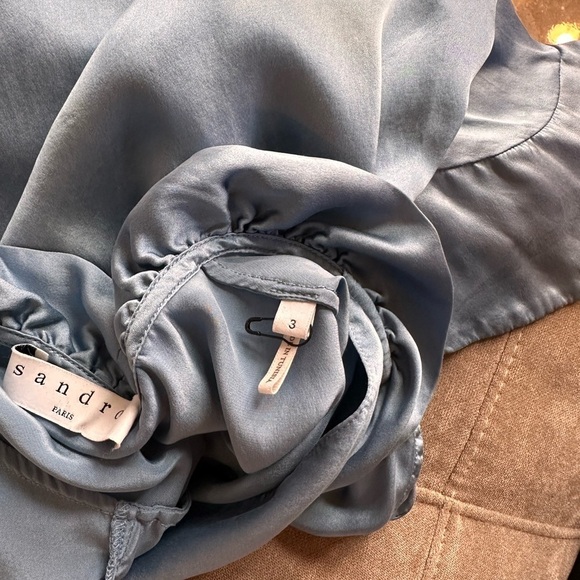 Sandro Blue Ruffled Asymmetrical Blouse - Picture 7 of 8